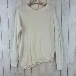 Athleta Cream Pima Cotton Silk Rest Day Asymmetrical Oversized Sweater Size XS